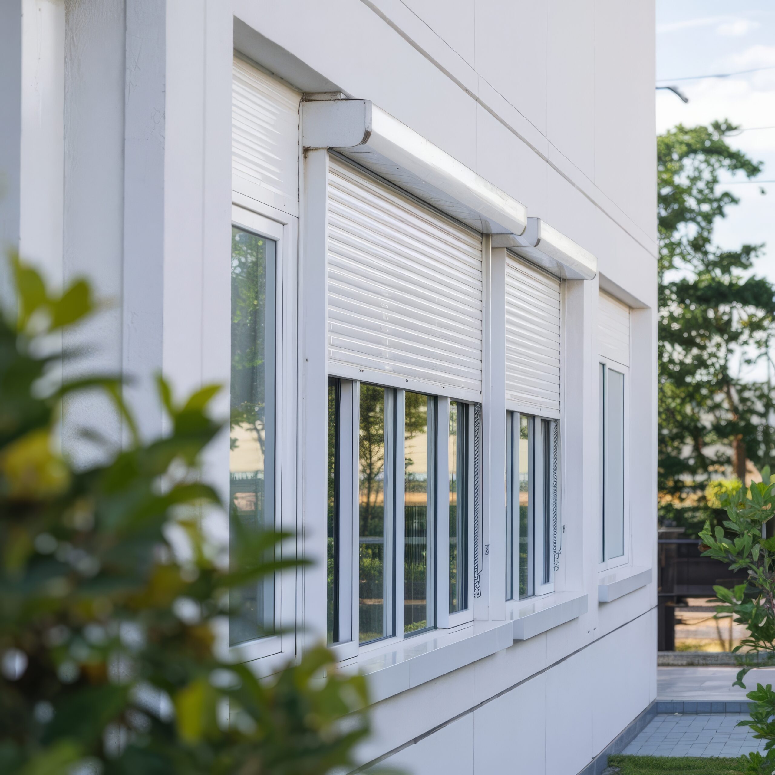 window-closed-with-roller-shutters-exterior-view-white-wall-building-outdoors-copy-space window-closed-with-roller-shutters-exterior-view-white-wall-building-outdoors-copy-space